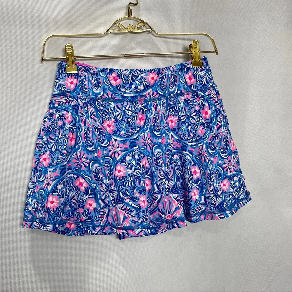 Lilly Pulitzer Luxletic Aila Skort Skirt Blue/Pink Floral Sz XXS Built-In Shorts - Picture 3 of 10